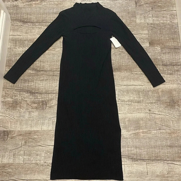 NWT!! French Connection - Women's Mathilda Knit Cut Out Dress - Black - Size M - Picture 6 of 8